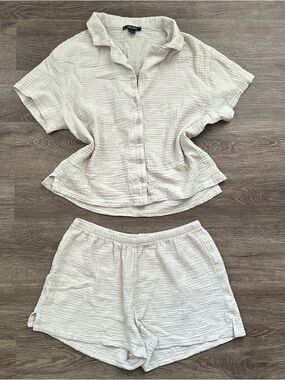 NWOT Tan Cotton Gauze Pajama Set